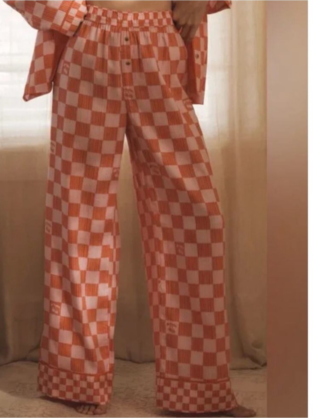 Anthropologie Lin Lee Pajama Sleep Pants Red Pink Checked Size XS